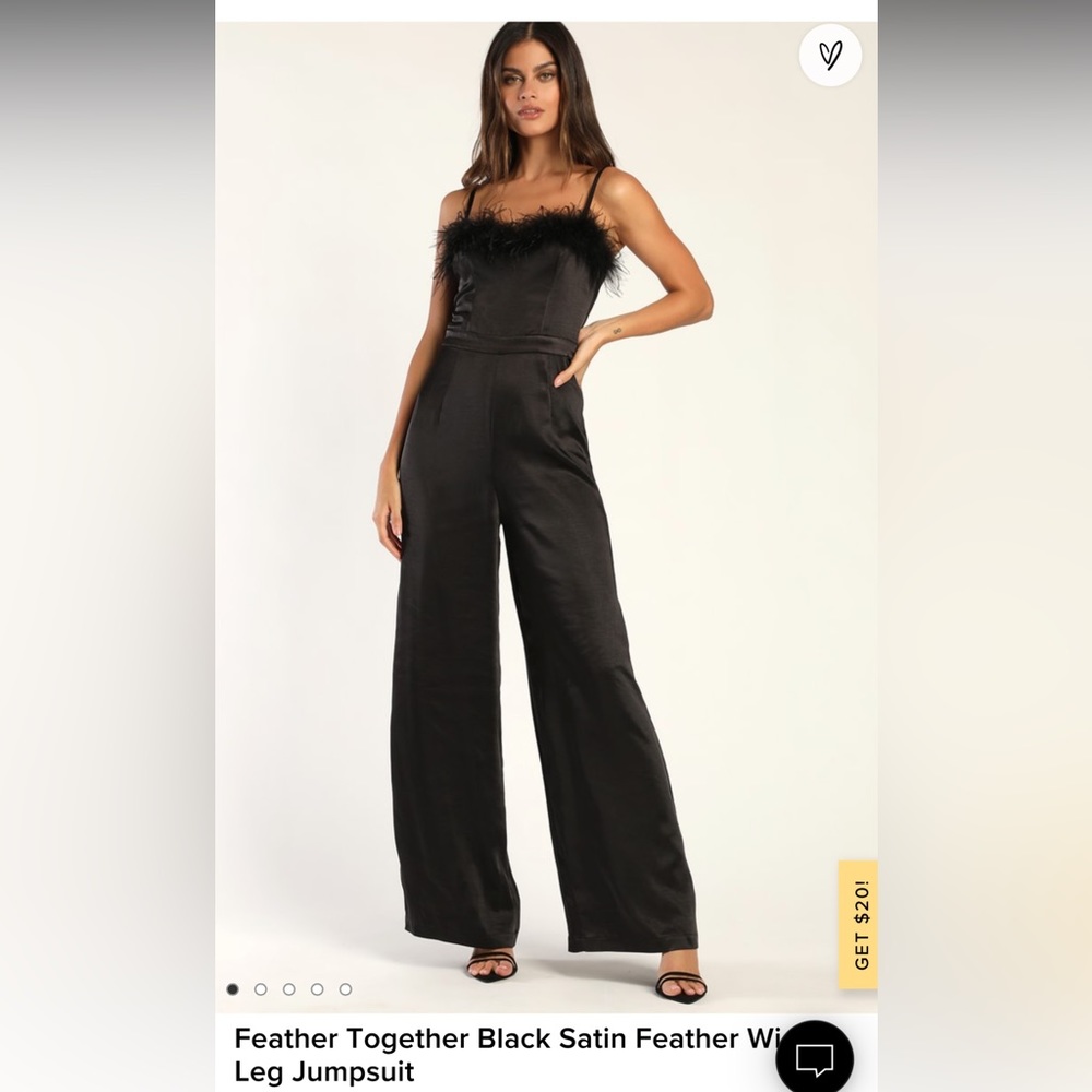 Lulus black satin wide leg jumpsuit